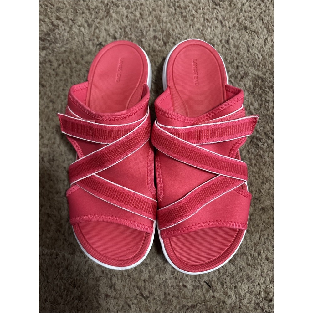 Lands End Comfort Water Resistant Slides Women's 9 Coral Rose Sandals